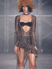 PROD Venus Ruffled Long Sleeve V Tie-hem Top