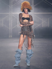 PROD Venus Ruffled Long Sleeve V Tie-hem Top