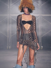 PROD Venus Ruffled Long Sleeve V Tie-hem Top