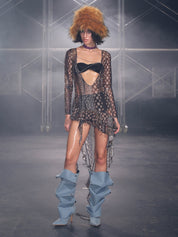 PROD Venus Ruffled Long Sleeve V Tie-hem Top