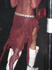 PROD Venus Ruffled Long Sleeve V Tie-hem Top