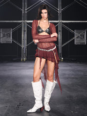 PROD Venus Ruffled Long Sleeve V Tie-hem Top