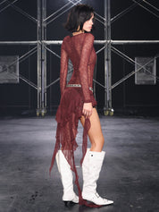 PROD Venus Ruffled Long Sleeve V Tie-hem Top