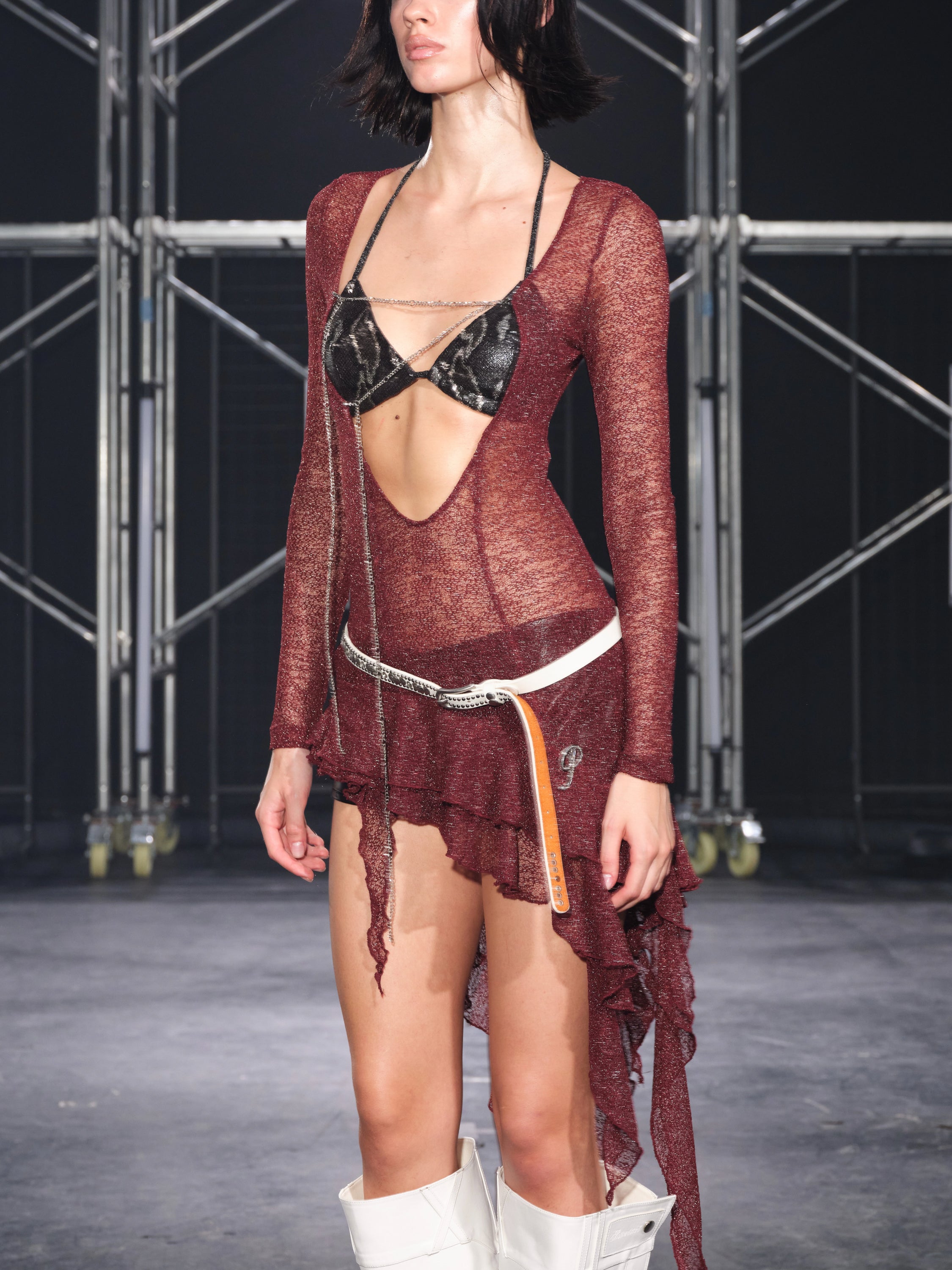 PROD Venus Ruffled Long Sleeve V Tie-hem Top