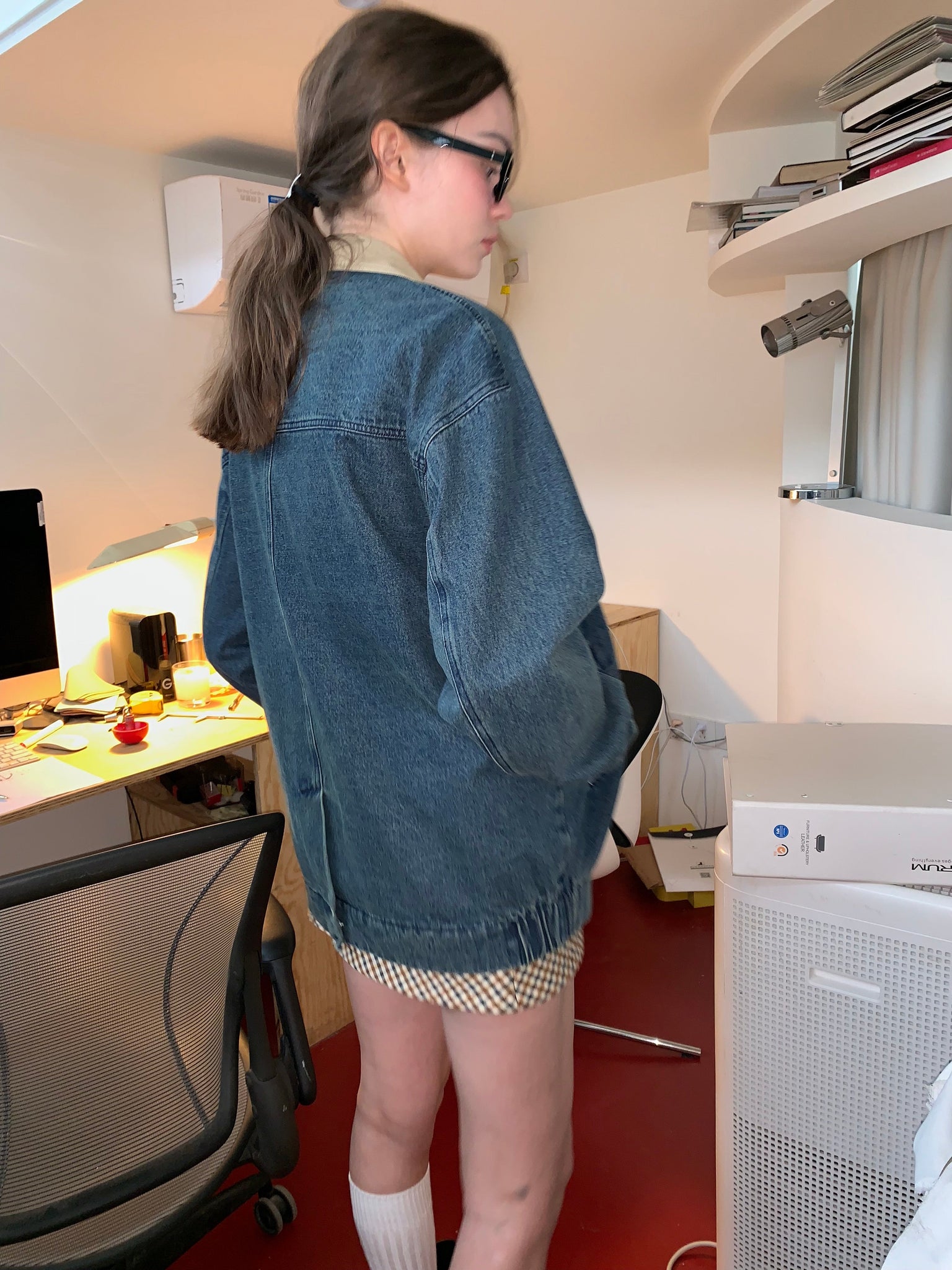 PROD  Vintage Colored Collar Denim Jacket