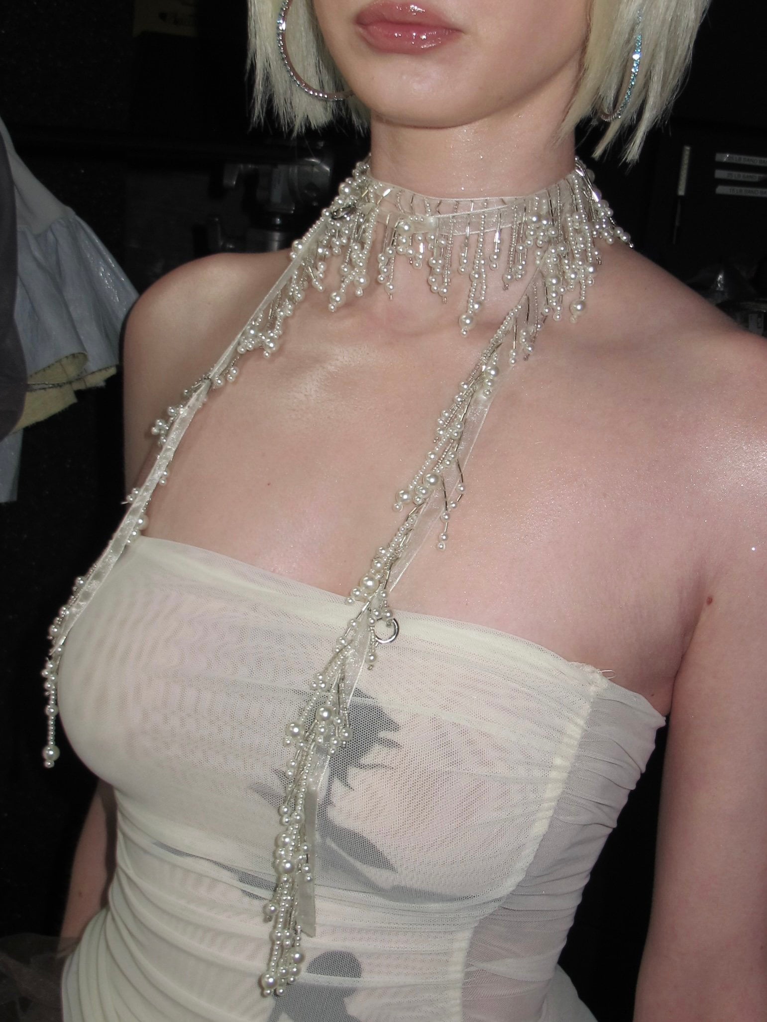 PROD White Elara Pearl Fringe Ribbon Necklace