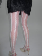 PROD White / One size Cable Jacquard Fishnet Tights
