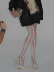 PROD White / One size Cable Jacquard Fishnet Tights