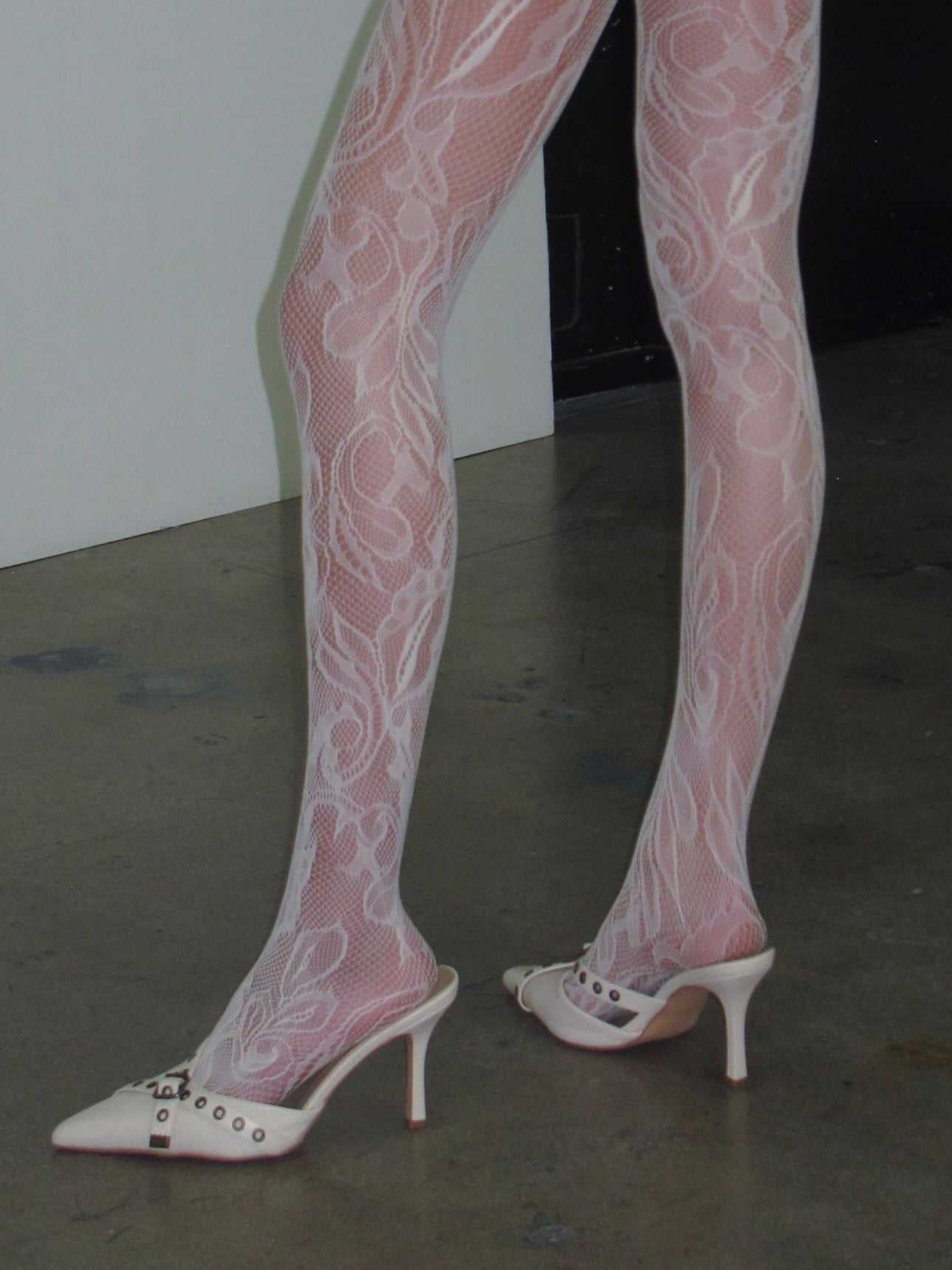 PROD White / One size Floral Lace Tights
