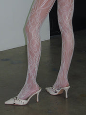 PROD White / One size Floral Lace Tights
