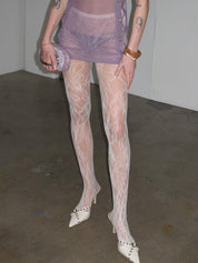 PROD White / One size Floral Lace Tights