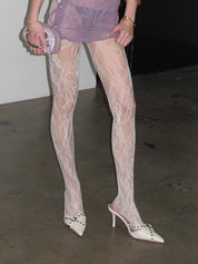 PROD White / One size Floral Lace Tights