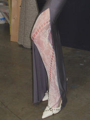 PROD White / One size Ivory Spiral Lace Cutout Tights