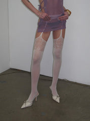 PROD White / One size Lace Suspender Thigh High Stockings