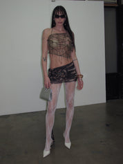 PROD White / One size Shadow Vine Lace Tights