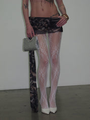 PROD White / One size Shadow Vine Lace Tights