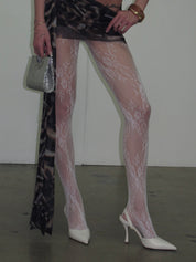 PROD White / One size Shadow Vine Lace Tights