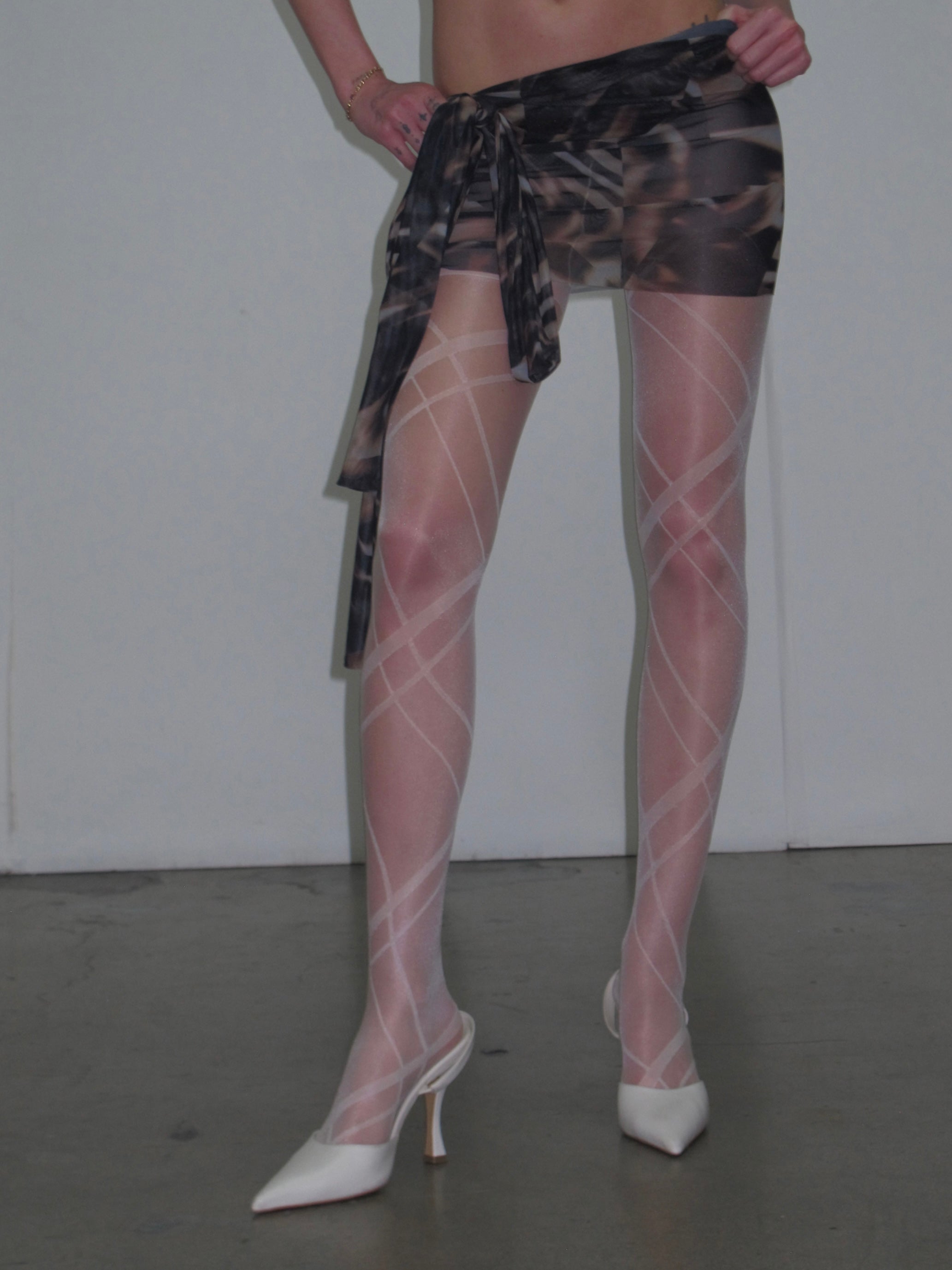 PROD White / One size Sheer Line-pattern Tights