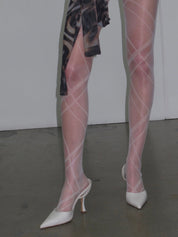 PROD White / One size Sheer Line-pattern Tights