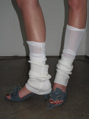 PROD White / One size Sheer Panel Rib Leg Warmers