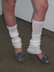 PROD White / One size Sheer Panel Rib Leg Warmers