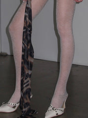 PROD White / One size Sheer Rose Jacquard Tights