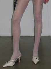 PROD White / One size Sheer Rose Jacquard Tights
