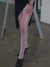 PROD White / One size White Fishnet Thigh-High Stockings