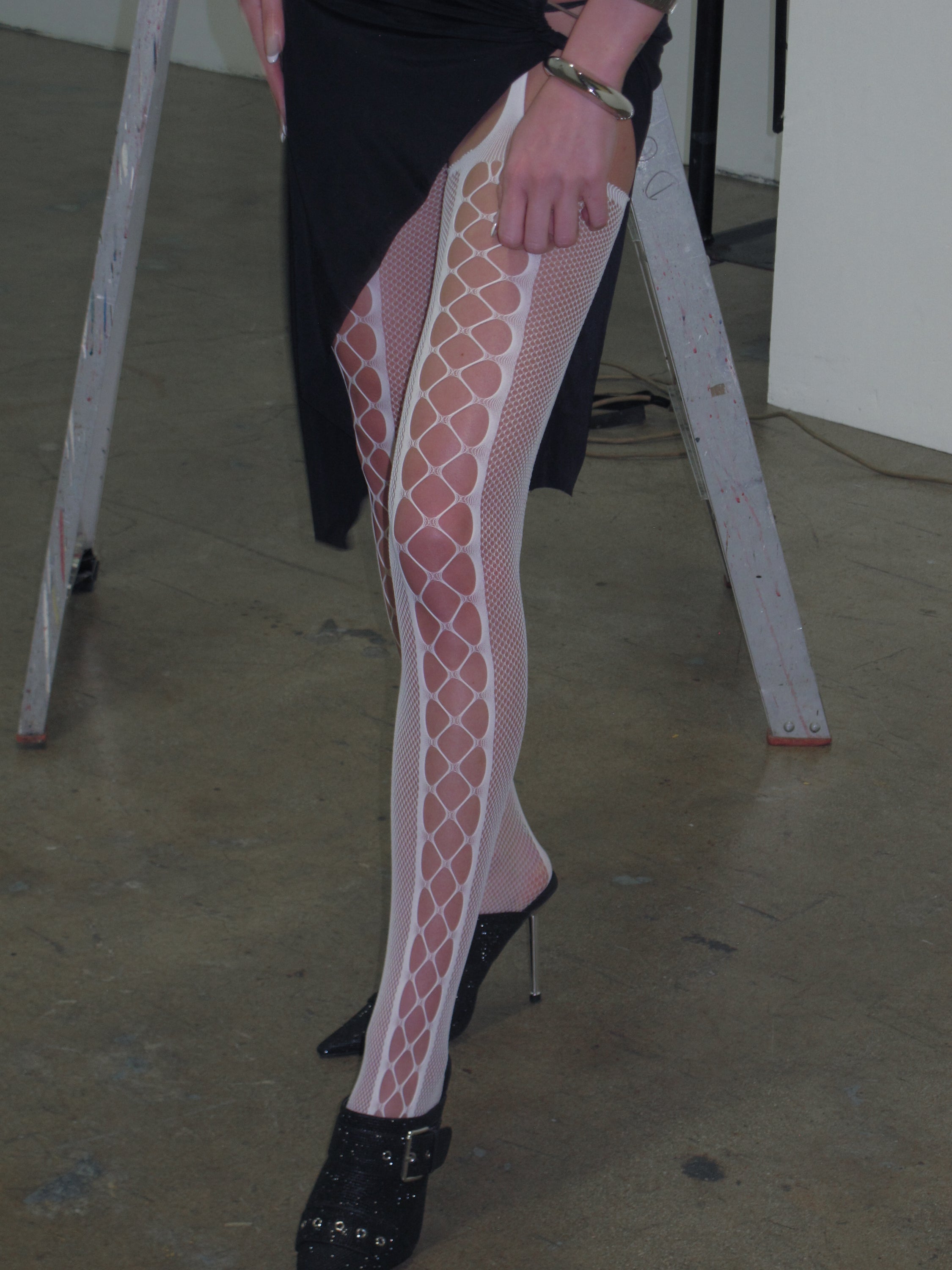 PROD White / One size White Fishnet Thigh-High Stockings