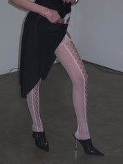 PROD White / One size White Fishnet Thigh-High Stockings