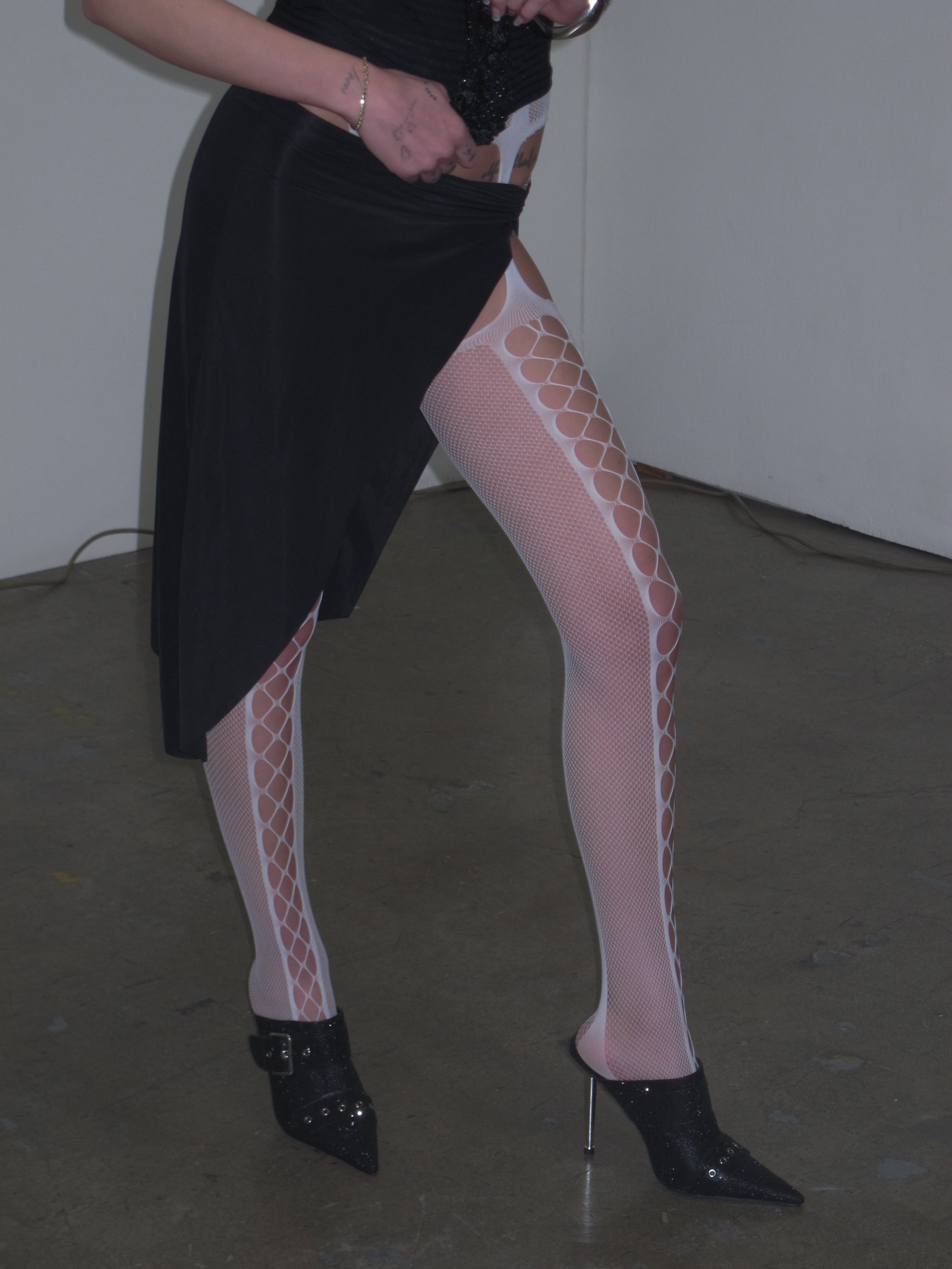 PROD White / One size White Fishnet Thigh-High Stockings