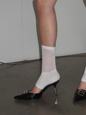 PROD White / One size White Ribbed Sheer Sock Cover