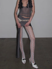 PROD White / One size White Rose Veil Lace Tights