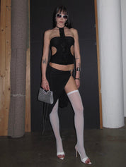 PROD White / One size White Sheer Toe-Split Thigh-High Leg Sleeves