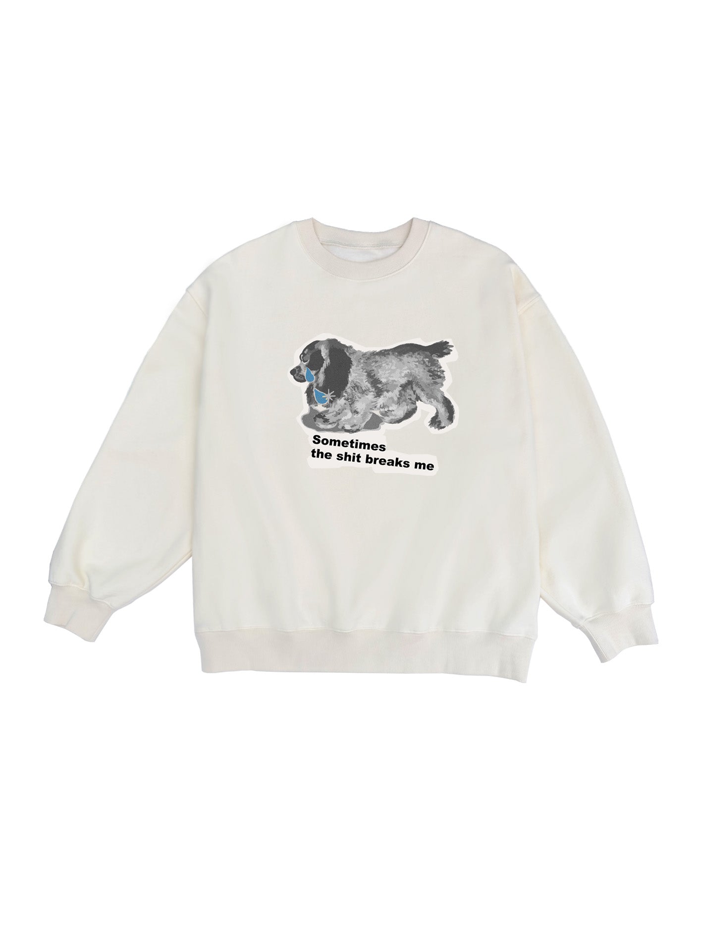  beige Puppy Crying sweatshirt