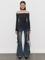 PROD  XS / black Cross-back Off-the-shoulder top