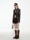 PROD XS / Brown / Faux Leather Short Faux Leather Jacket