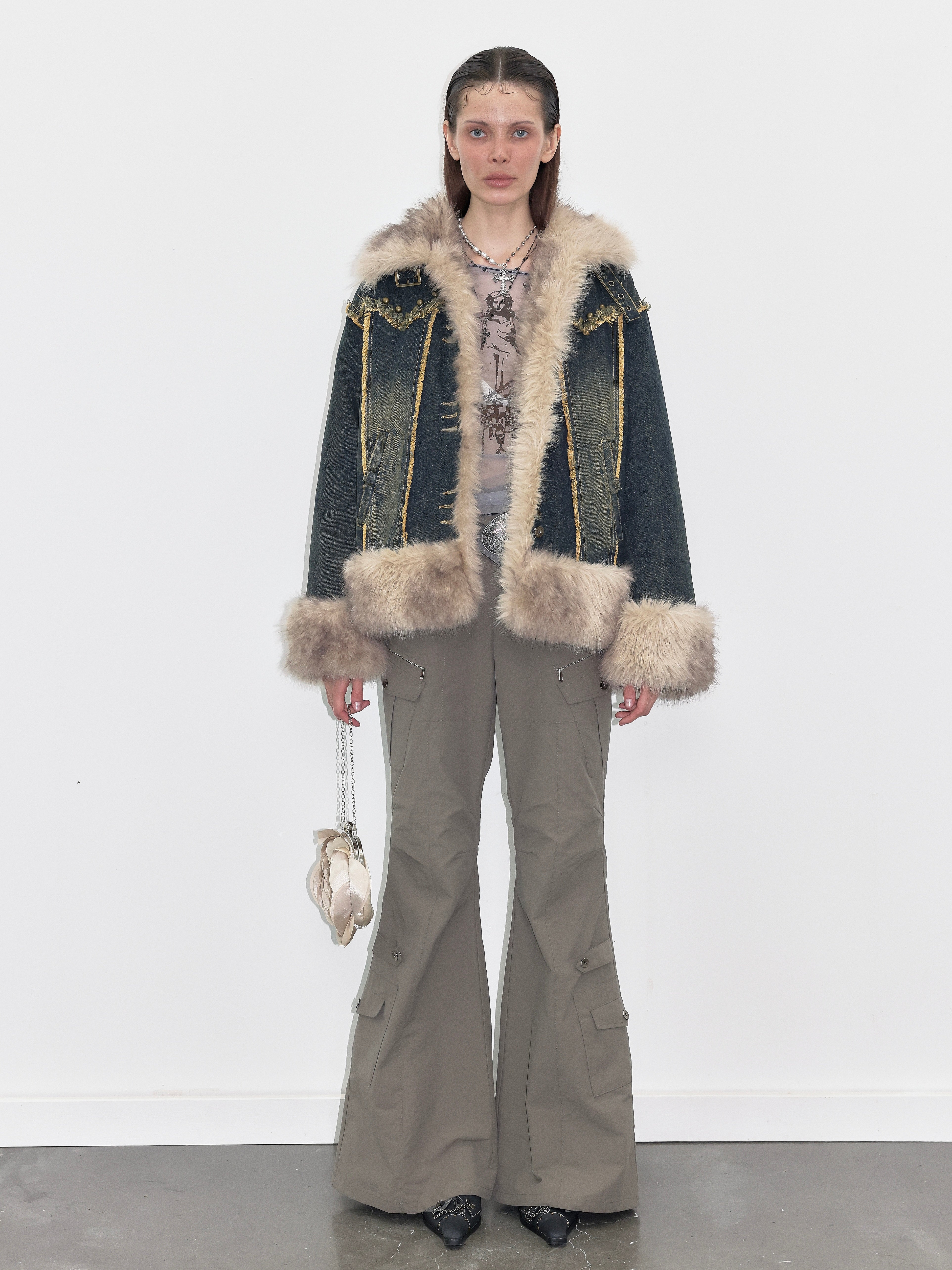 PROD  XS / Denim Denim Faux Fur Jacket