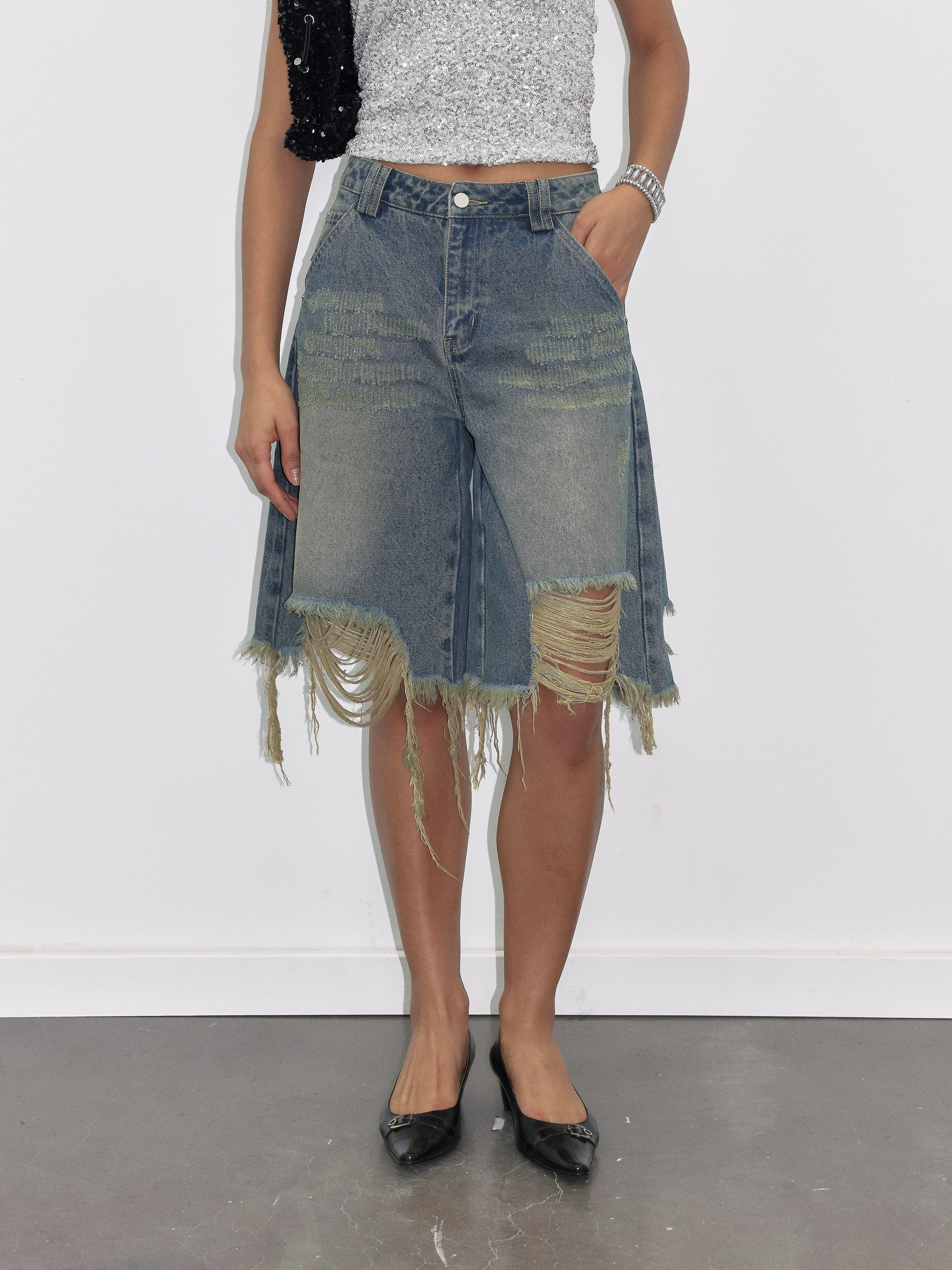 PROD  XS / Denim Ripped Short Jeans