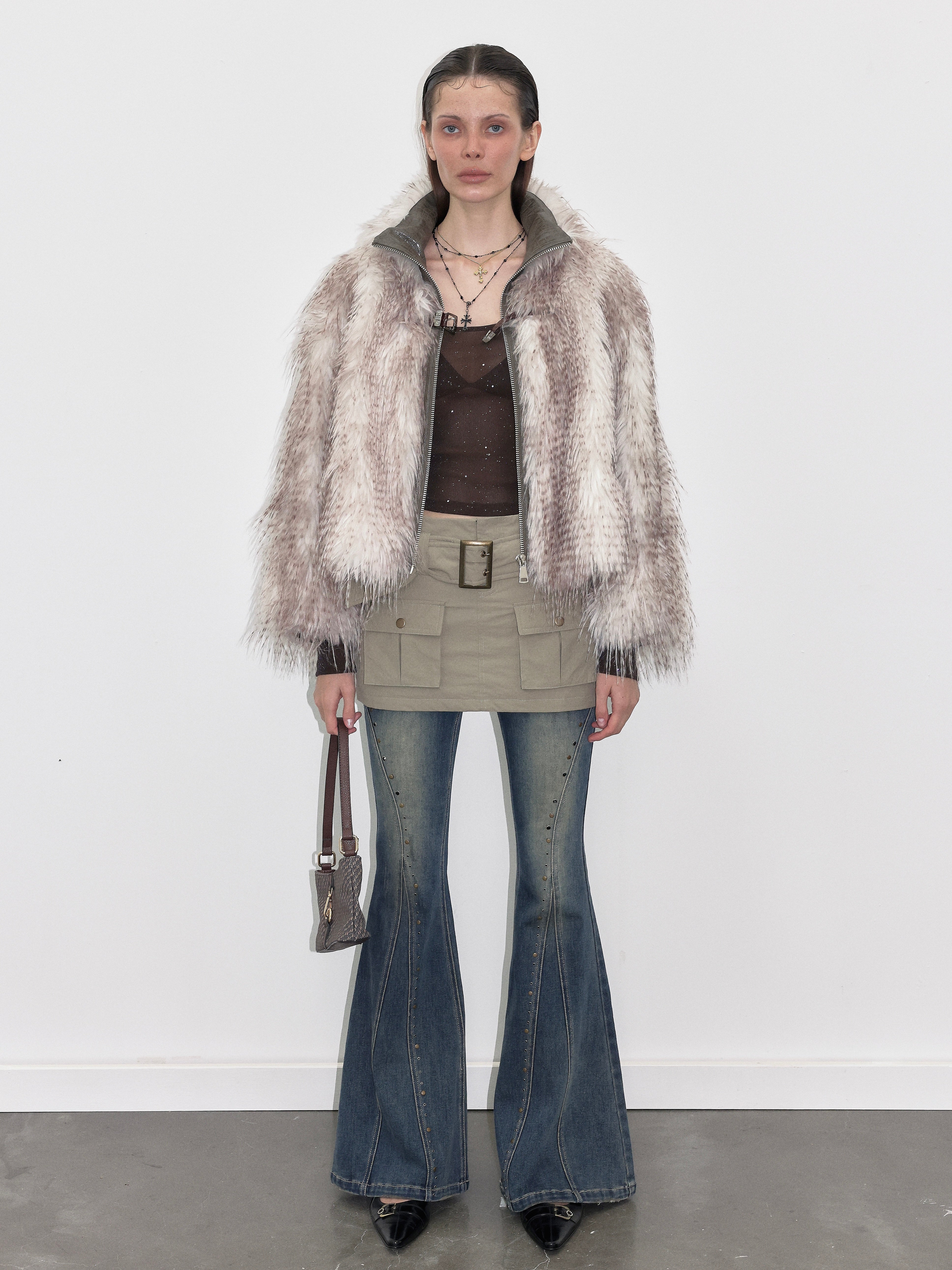  pink Faux Peacock Fur