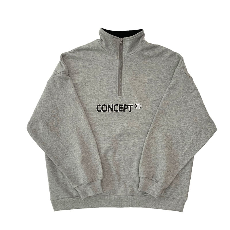Loose Fit Concept Quarter Zip Sweatshirt / Melange Grey – PROD