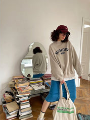 PROD Bldg Apparel & Accessories Loose Fit Memory Letters Embroidered Crewneck Sweatshirt / Beige