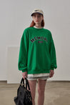 PROD Bldg Apparel & Accessories Loose Fit Memory Letters Embroidered Crewneck Sweatshirt / BV Green