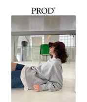 PROD Bldg Apparel & Accessories Loose Fit Ribbed Crewneck Sweatshirt with White Neckline / Mélange Gray