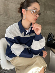 PROD Bldg Apparel & Accessories 条纹polo卫衣 蓝灰sj