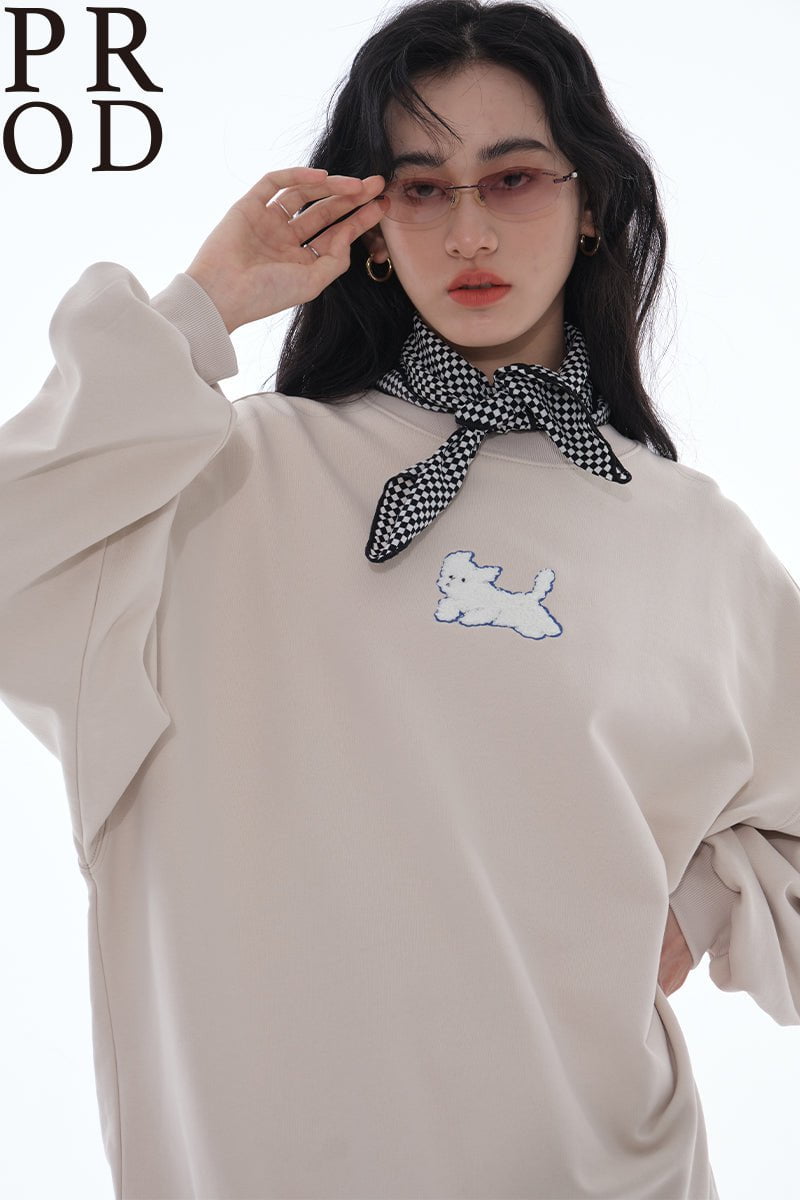 PROD Bldg Apparel & Accessories 毛巾绣小狗卫衣米色pp