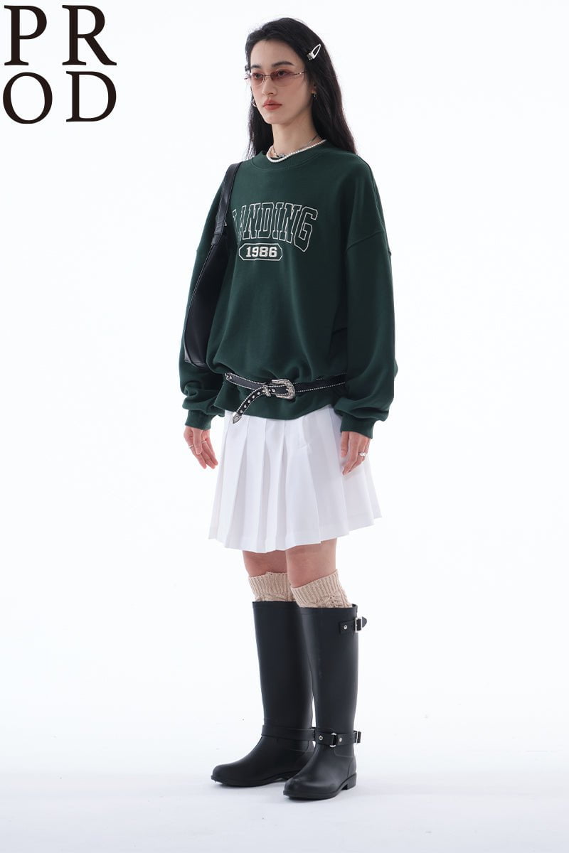 PROD Bldg Apparel & Accessories 美式刺绣字母卫衣绿色pp