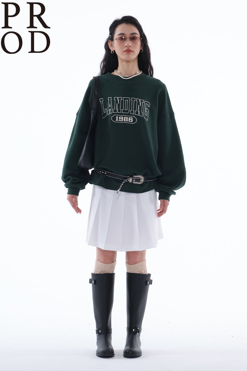 PROD Bldg Apparel & Accessories 美式刺绣字母卫衣绿色pp