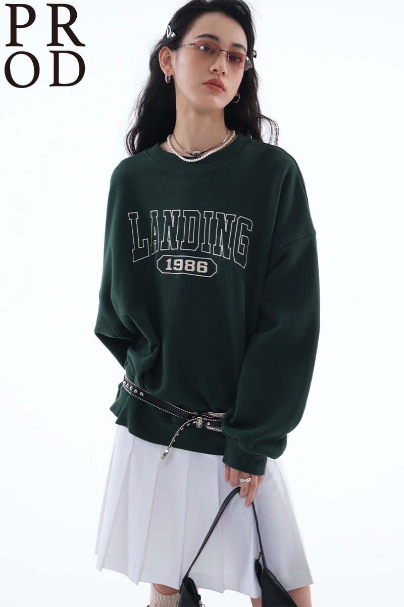 PROD Bldg Apparel & Accessories 美式刺绣字母卫衣绿色pp