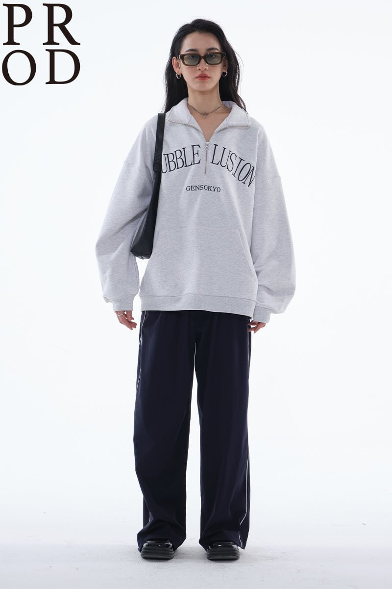 PROD Bldg Apparel & Accessories 美式翻领刺绣卫衣灰色pp